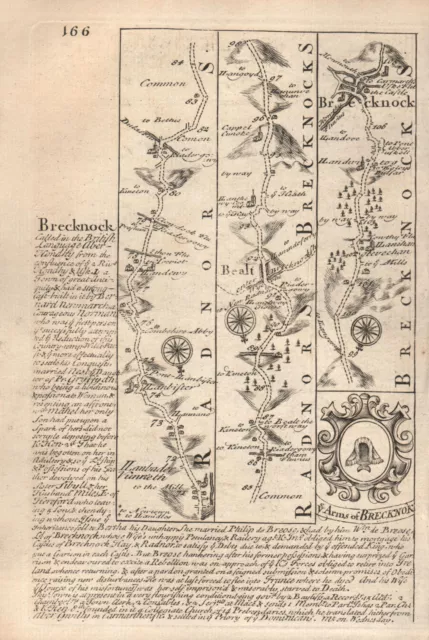 Llanbadarn Fynydd-Builth Wells-Brecon road map by J. OWEN & E. BOWEN 1753