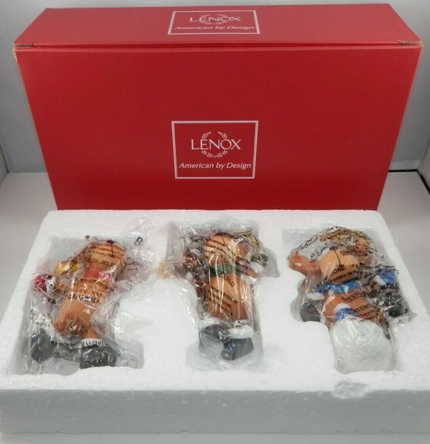 Lenox WINTER ANTICS Christmas Moose Ornaments - Set of 3 Santa Reindeer NEW