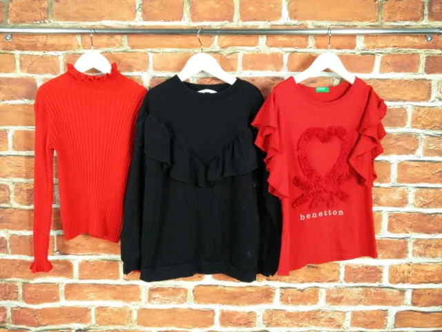 Girls Bundle Age 8-10 Years H&M Next Sweatshirt Pullover Tops Red Black 140Cm