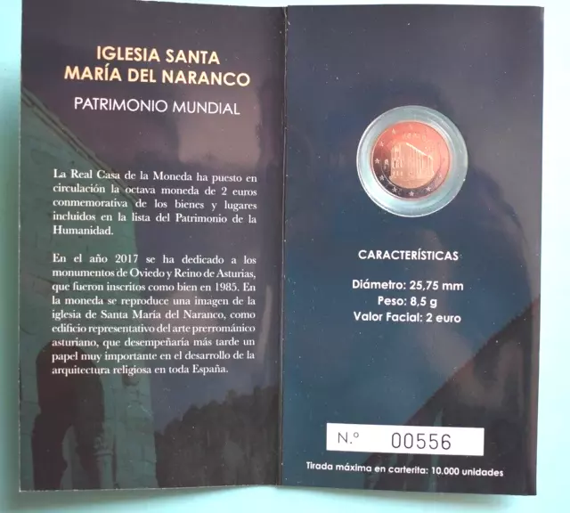 Espagne 2017  2 Euro Commémorative  BE/PP/Proof Eglise Santa Maria
