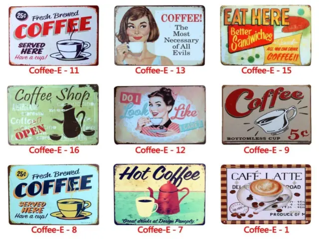 Metal Tin Sign Drink Coffee Sandwich Shop Vintage Retro Novelty Wall Decal Art