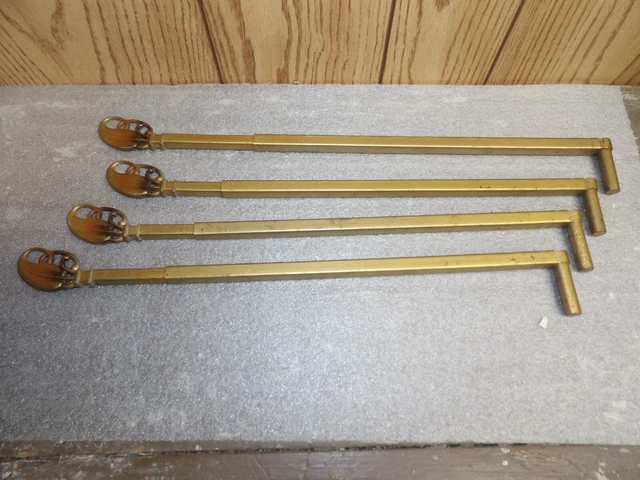 Set of 4 Antique Victorian Adjustable Curtain Rods Swing Arm No Brackets