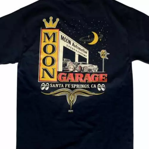 MOON GARAGE T-Shirt Mens LARGE Mooneyes HOT ROD Custom Drag Racing NHRA ScTa tee