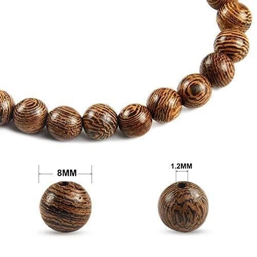 eads for Crafts 8mm Dark Brown Natural Macrame Round Be