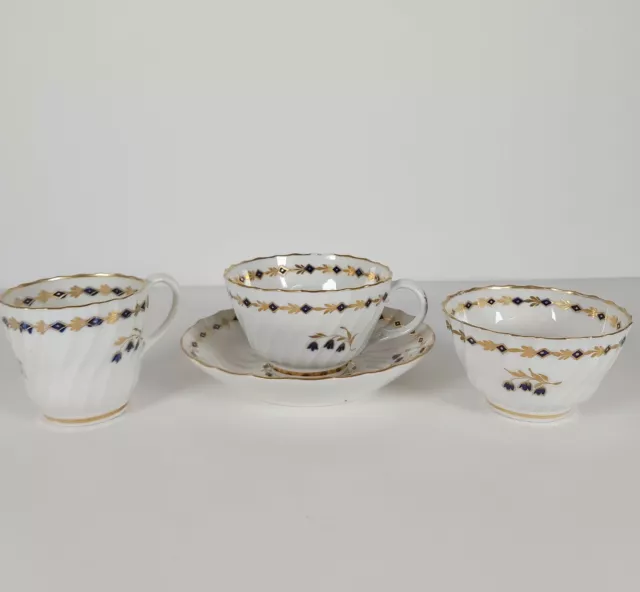 Late 18th Century Worcester Tea Bowl, Tea Cup, Coffee Cup And Saucer