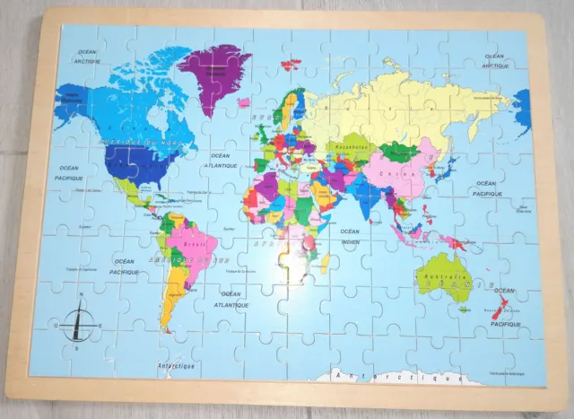 Ma carte du monde magnétique en puzzle - Je découvre le monde avec loup
