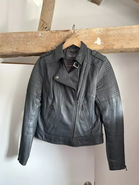 Leather biker jacket Mint Velvet Black size 12 UK in Leather