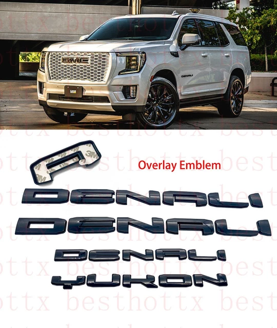 Gloss Black Door Denali Yukon Emblems  2021-2023 GMC Yukon Yukon XL Overlay