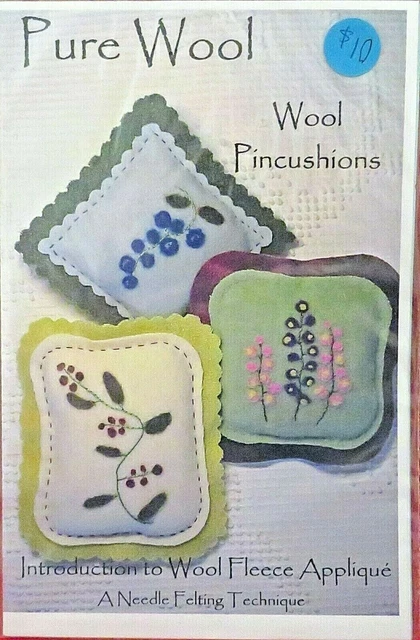 Alfileres de lana de fieltro con aguja folleto de lana pura ~ nuevo ~ fácil de aprender