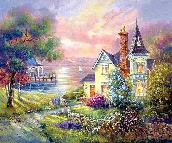 UK , Scenery Diamond Painting  Kit, FULL DRILL, Square Diamonds