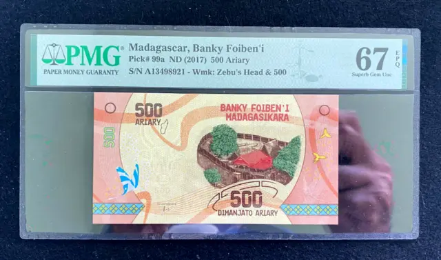 Madagascar 500 Ariary Picks# 99a PMG 67 EPQ SG Unc Banknote