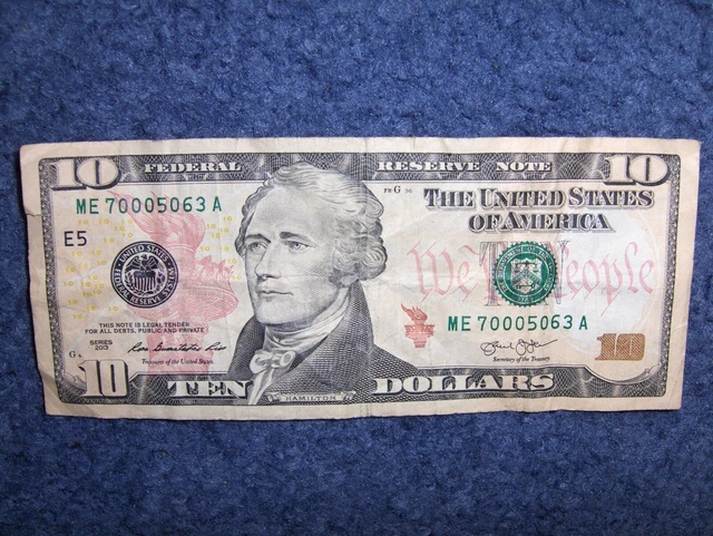 U.s. Ten Dollar Note With Crazy 4-Of-A-Kind Serial Number *Free Shipping*