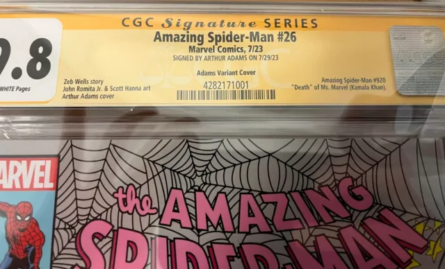 CGC 9.8 SS Amazing Spider-Man #26 Adams Variant Signed by Arthur Adams 2