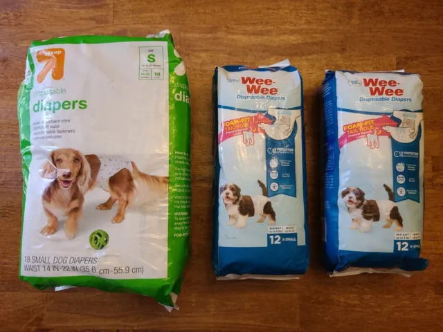 Small Lot (3) packs dog diapers Size XS-S Open Package on one Pet items