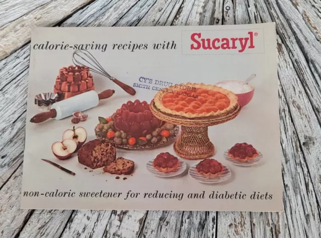 Vtg SUCARYL Sweetener Advertising Cookbook Abbott Laboratories artificial sugar