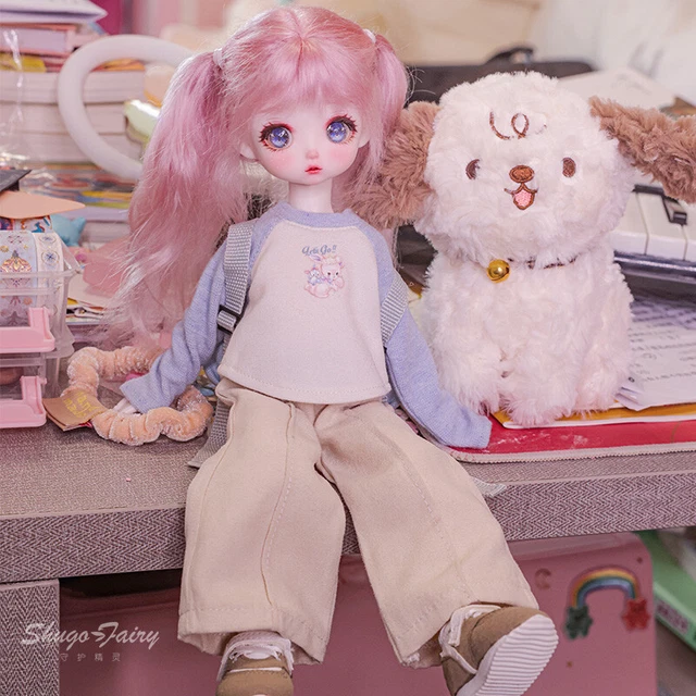 1/6 BJD Doll Cartoon Girl Eyes Face make up Figure Resin Toy Kids Gift FULL SET