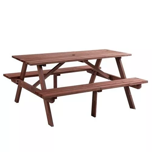 Picnic Table Bench Set Outdoor Garden 4Seater Desk Parasol Hole Patio Deck BBQ