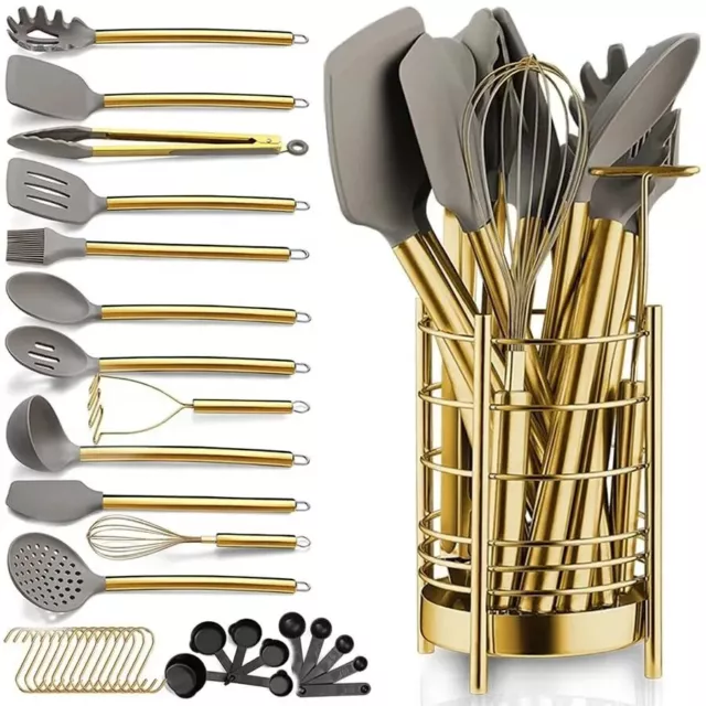 SET UTENSILI DA cucina oro, set utensili da cucina in silicone