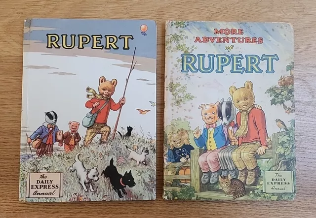 Rupert Annual x 2 Vintage Daily Express Childrens Hardback Bundle