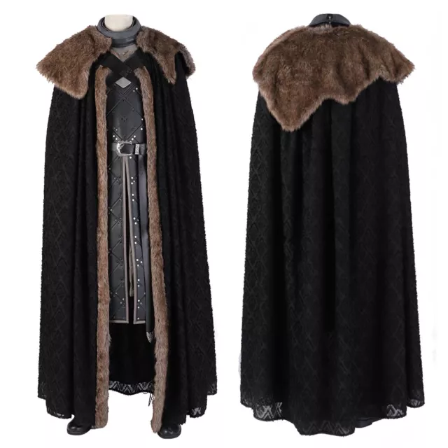 Game of Thrones Season 8 Jon Snow Cosplay Costume with Cloak Version 1 Handmade