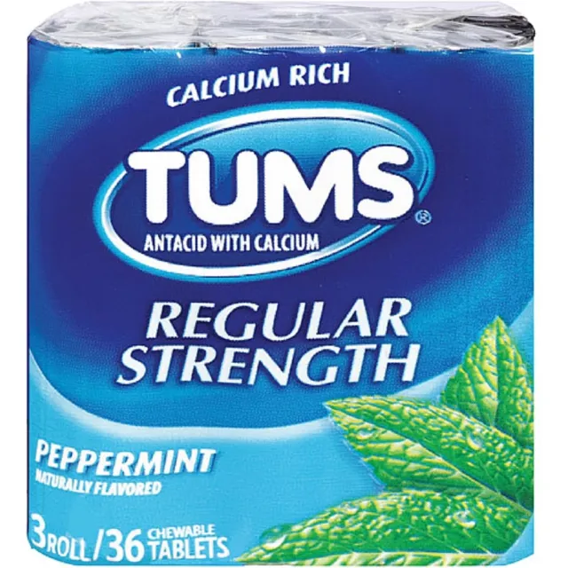 TUMS Regular Strength Antacid Chewable Tablets, Peppermint 36 ea