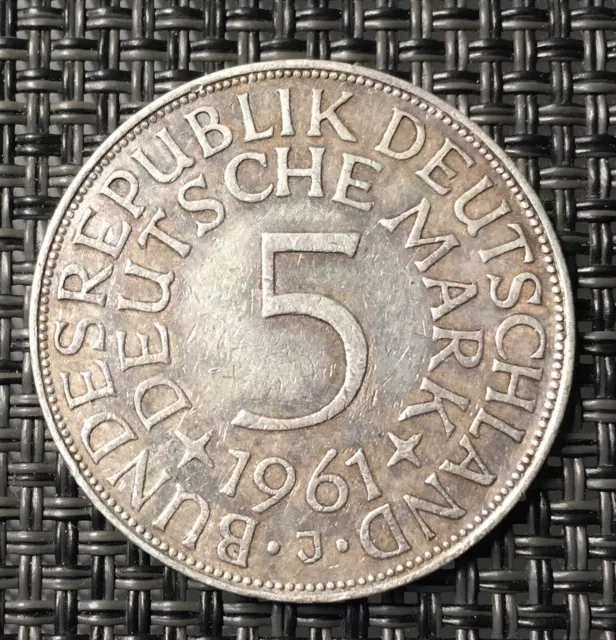 Deutschland BRD Silberadler 5 DM 1961 J Silber Originalbilder