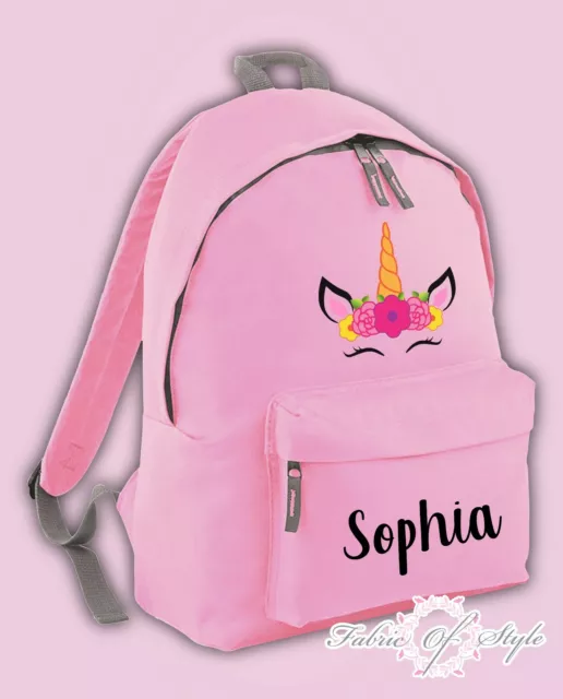 Personalised Kids Backpack - Any Name Unicorn Girls Boys Back To School Bag .