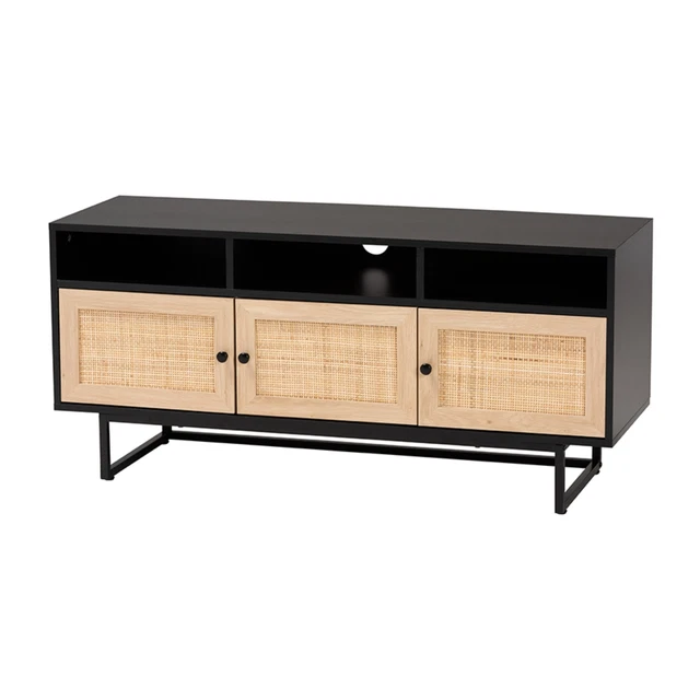 Baxton Studio Declan Mid-Century Modern Espresso Brown Finished Wood and Natu...