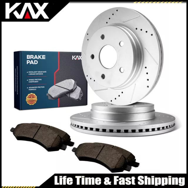 Pair Rear Drilled Rotors+Brake Pads For GMC TERRAIN CHEVROLET EQUINOX 2010-2017