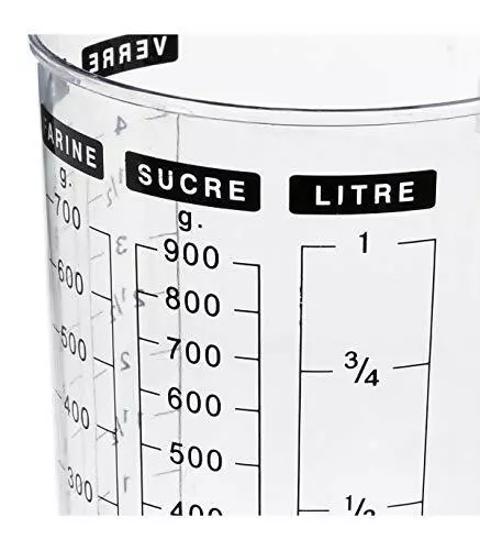 1 verre doseur en plastique de 250-500-1000 ml avec bec verseur