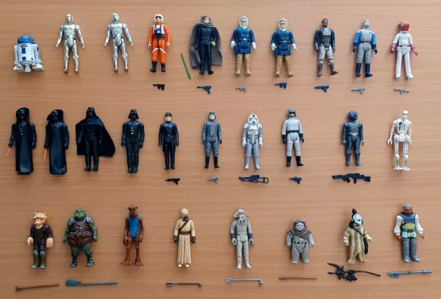 Star Wars vintage Kenner 28 figurines avec armes 1977-1985