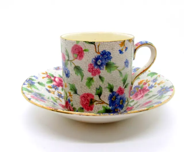 Royal Winton Chintz China England Grimwades Old Cottage Demitasse Cup & Saucer