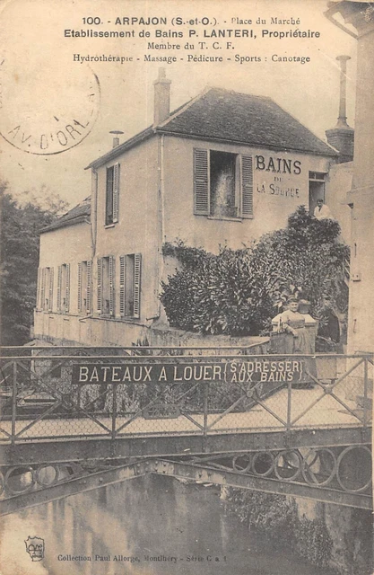 Cpa 91 Arpajon / Place Du March / Bath Establishment P.lanterie / Hydrother