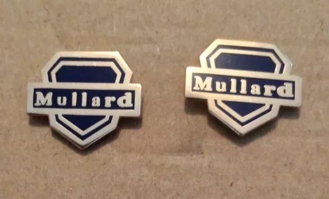 Vintage Radio Badges  Mullard x 2  to suit 1948 to 49  models  - choice quality!