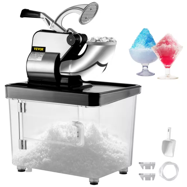 VEVOR 400LBS Commercial Snow Cone Machine Black Ice Crusher Electric Ice Shaver