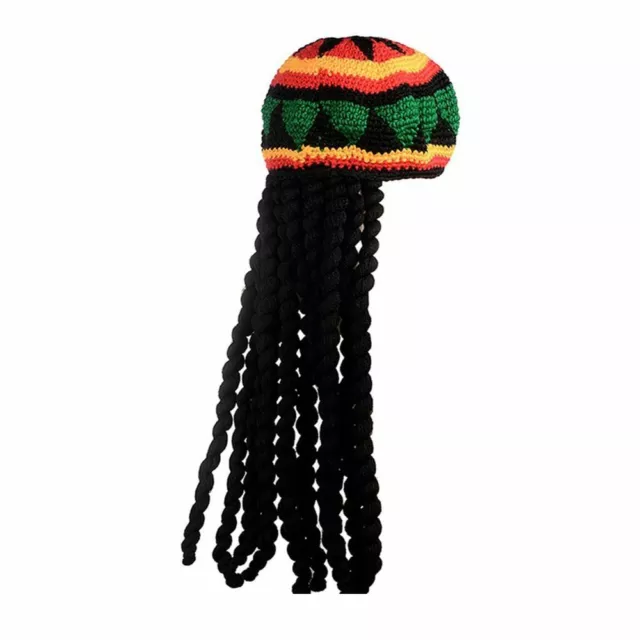 1pc Cotton Knitted Beanies Hat Bob Marley Rasta Hair Hat Unisex Wig Braid Tassel 2