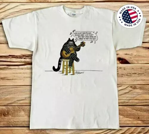 Funny T Shirt B Kliban Cat Guitar Player Men's Unisex T-Shirt S-3XL TA0553