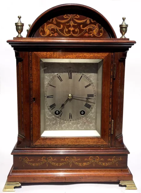 Antique Inlaid Mahogany Clock Samuel Marti PARIS : CLEANED & SERVICED