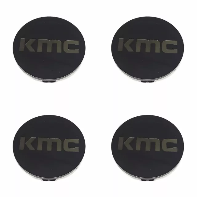 4 KMC Wheels Satin Black Wheel Center Hub Caps for 6Lug KM704 District Truck