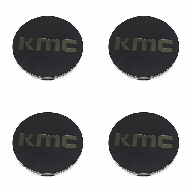 4 KMC Wheels Satin Black Wheel Center Hub Caps for 6Lug KM704 District Truck