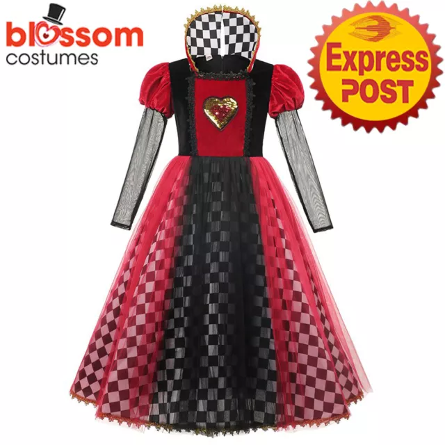 CK419 Girls Queen of Hearts Alice in Wonderland Book Week Fancy Dress Up  Costume