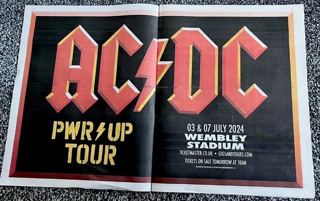AC/DC POWER UP Tour Dates Ad Live 2024 Newspaper Advert Poster Wembley ...