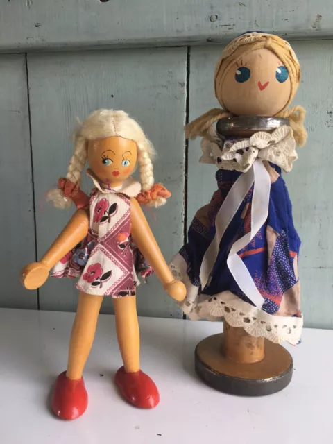 Handmade Vintage Bobbin Wooden Dolls