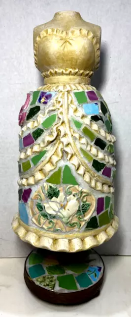 DRESS Maker Form Figure Embleshed with Rainbow Ceramic pieces 7x16"