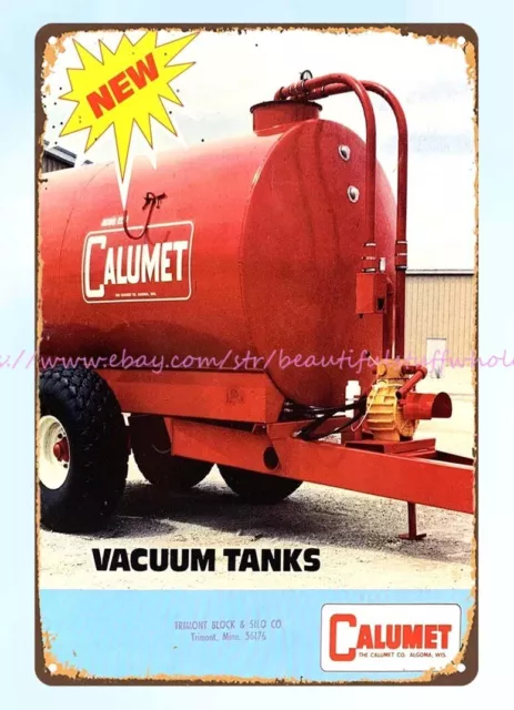 1973 Calumet Vaccum Tanks Manure Spreader Farming Agricultural metal tin sign