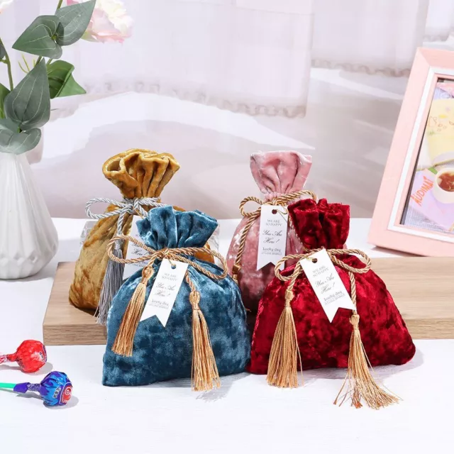Wedding Party Trendy Gift Bags Velvet Candy Bag Drawstring Pocket Candy Pouches