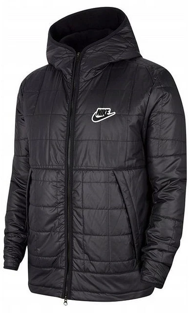 Cappotto con cappuccio uomo Nike NSW sintetico riempimento nero bianco taglia S, M, XL