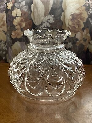Vintage GWTW 7" Fitter Drape Crimped Hurricane Oil Or Electric Glass Lamp Shade