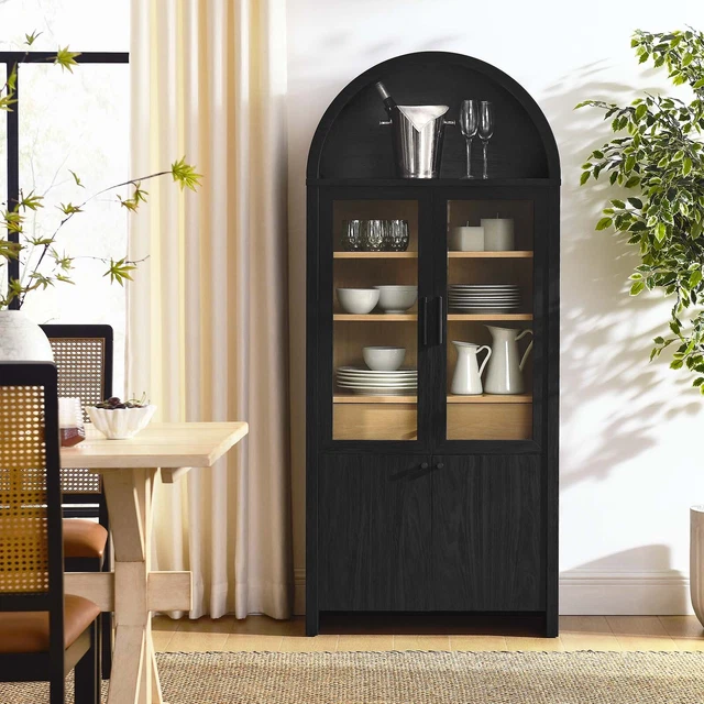 MODWAY EVIE ARCHED Tall Display in Black Oak 455.50 PicClick