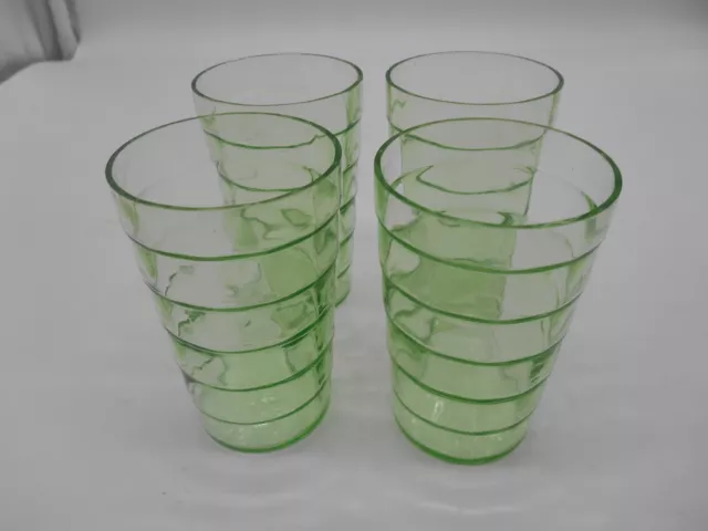 Cute Set of 4 Green Block Optic 5 oz. Flat Juice Tumblers by Anchor Hocking 3